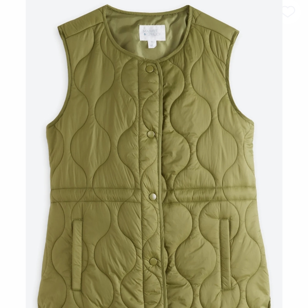 Olive Green Quilted Vest